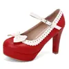 2025 Nuevos Zapatos de Mujer para Primavera y Otoño Zapatos Individuales de Boca Baja con Adorno de Lazo Dulce Plataforma de Agua Tacones Altos 40-43 Zapatos de Comercio Exterior