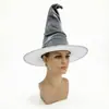 Sombrero de Mago Bruja Gris de Halloween Puntiagudo Plisado Sombrero de Mago para Fiesta de Desempeño Sombrero de Copa Accesorios para la Cabeza