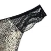Bragas sexys de encaje europeas y americanas para mujer, bragas de tiro bajo con estampado animal, tanga T-pants europeos y americanos de talla grande transfronterizos
