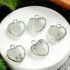 Piedra Natural Amatista Lapislázuli Lapislázuli 15 mm Colgante Borde de Amor Collar de Bricolaje Pendientes Accesorios de Joyería en Forma de Corazón