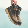 Botas Martin Personalizadas para Homens, Novo Estilo Outono e Inverno 2025, Forradas com Lã, Sapatos Masculinos Quentes, Botas de Trabalho de Pele de Porco de Cano Médio, Sapatos Masculinos Modernos
