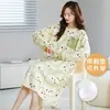 En stock en tiendas físicas: Pijama de otoño e invierno para mujer con almohadillas en el pecho, bata de manga larga de algodón elástico, dulce y adecuada para usar en casa