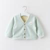 Roupa Externa para Bebê Outono e Inverno Cardigã Quente com Forro de Lã para Meninos, Roupa Espessa para Bebês, Tops para Crianças Pequenas, Roupas de Inverno para Meninas