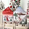 Capas de cadeira decorativas de Natal transfronteiriças com impressão digital de Papai Noel, boneco de neve e renas, capas de cadeira para encosto para sala de jantar e sala de estar