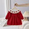 Vestido de Veludo Espesso para Menina Outono e Inverno Doce Vestido Princesa Bordado de Morango Para Sair Plus Algodão Vestido Infantil para Mulheres
