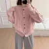 Elegante Cárdigan Suéter de Punto Redondo con Botones de Colores para Mujer, Corte Holgado, Rejuvenecedor, Ropa de Abrigo, Cárdigan de Punto, Engrosado para Otoño e Invierno