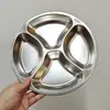 Prato de Preparo e Separação com Quatro Compartimentos Cozinha Cebolinha Gengibre Alho Prato de Temperos Doméstico Espessado Aço Inoxidável Prato Lateral para Fondue Prato de Jantar