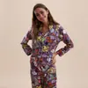 Matryoshka Design de Arte de Nicho Boneca Russa Matryoshka Pijama de Manga Longa e Calça Longa para Mulheres, Roupa de Casa de Manga Longa Adequada para Usar ao Ar Livre