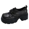 Mocasines retro de doble hebilla metálica con suela gruesa para mujer, 2026 de cuero suave, estilo británico, tacón grueso, versátiles, que aumentan la altura, zapatos pequeños de cuero