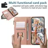 Funda tipo cartera con cremallera y múltiples ranuras para tarjetas en relieve para Oppo A6X con correa para el cuello Find X9Ultra Funda de cuero tipo flip