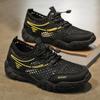 Zapatos de Hombre Verano Nuevo Transpirable Calado Zapatos de Malla Zapatos de Moda para Hombre Combinan con Todo Zapatillas de Suela Gruesa Casual Zapatos de Playa