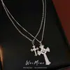 Colar Cruz de Zircônia, Corrente Clavícula de Luxo Leve Nicho, Estilo Minimalista, Conjunto de Duas Peças de Colares Versáteis de Moda Personalizados, Atacado