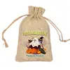 Bolsa de Regalo de Arpillera con Cordón de Halloween Bolsa de Almacenamiento de Dulces Bolsa de Dulces de Cara de Fantasma Calabaza para Fiesta Festiva Transfronteriza