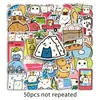 50 Pegatinas Originales de Gatos, Lindos Gatos Mascotas, Animales Lindos Estilo Sal Pintados a Mano, Pegatinas Decorativas Impermeables para Vasos de Té de Leche