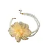 Joyería Europea y Americana Elegante Francés Collar de Perlas Dulce Malla de Tela de Gama Alta Cadena para la Clavícula con Flor