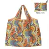 2025 Nueva Bolsa de Compras Plegable Tela Floral Portátil Poliéster Tote Bolsa de Almacenamiento Gran Capacidad Bolsa para la Compra del Supermercado Venta al por Mayor