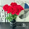 Ramo de Rosas Rojas Oscuras con Borde de Terciopelo, Individual, Grande, Transfronterizo para Decoración de Sala de Estar y Decoración del Hogar