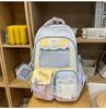 Ins de estilo japonés, nuevo y moderno, de alta apariencia, fresco y dulce, bolsa con insignia transparente, mochila ligera de gran capacidad