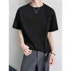 Camiseta masculina de verão, moderna, casual, solta, estilo high street americano, camurça de manga curta, cor sólida, tamanho grande, camiseta versátil