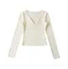Camiseta Sexy de Cuello en V y Manga Larga para Mujer, Nuevo Estilo Otoño e Invierno 2025, Camiseta Interior Forrada de Polar con Efecto Ceñidor de Cintura y Adelgazante, Top con Abertura en el Pecho