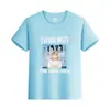 Europa y Estados Unidos verano caluroso color liso estampado de letras algodón manga corta camiseta ropa para niños ropa de media manga para niños ropa para clase padre-hijo ropa