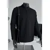 Camiseta de manga comprida com gola henley desconstruída, unissex, para primavera e outono, camisa polo de alta qualidade estilo americano cleanfit, top de base