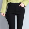 Calça Preta Magic Outerwear para Mulheres, Outono e Inverno Cintura Alta Emagrecedora Anti-Pilling Justa com Forro de Lã Calça Skinny