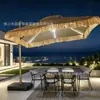 Sombrilla de Sol para Exteriores, Sombrilla de Patio, Sombrilla de Jardín de Paja, Casa de Campo Alojamiento, Sombrilla Simulada de Paja, Sombrilla de Paja con Luces, Sombrilla Romana