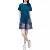 Ropa de Tallas Grandes para Mujer Verano 2023 Camiseta Irregular de Manga Corta Conjunto de Dos Piezas de Pantalones Cortos Casuales de Mezclilla para Mujer