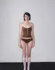 Traje de Banho Feminino Biquíni Três Peças Estilo de Blogueira Coreana Mesma Roupa Menina Popular Alça com Laço Acabamento em Renda Conjunto Menina Popular