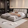 Minimalista Italiano Luxo Leve Couro Genuíno Moderno Simples Cama de Casal para Quarto Principal 1,8m Cama de Casal com Armazenamento 1,5m Cama de Casal Estofada Macia Cama de Casamento