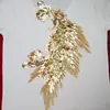 25*40cm lantejoulas douradas azuis roxas bordado penas de pavão cauda de fênix padrão pena de fênix adesivos de tecido sem cola performance DIY