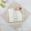 Fábrica de Shenzhen al por mayor invitaciones de boda europeas de cuatro lados abiertas invitaciones de boda de rosa se pueden personalizar impresión dorada