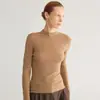 Suéter australiano 100% lã, camisa base gola alta, suéter feminino outono e inverno, padrão espinha de peixe malha interna sem costura