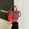 Bolsa Infantil, Bolsa Saco Xadrez de Lã Estilo Família, Bolsa de Mão Fofa para Mulheres, Nova Moda 2026 Bolsa Transversal Estilo Coreano