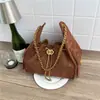 Bolso de Axila de Cuadros de Diamantes de Terciopelo Otoño Invierno Transfronterizo para Mujer 2026 Nuevo Bolso Tote de Alta Gama Bolso Cruzado de Hombro Único con Cadena