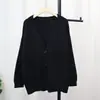 Cárdigan de Punto Gris Nueva Colección Primavera 2025 Estilo Coreano Holgado y Versátil Suave como la Cera Chaqueta Suéter para Mujer de Moda