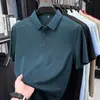 Camisa Polo Respirável com Seda de Amora e Seda de Gelo para Homens, Novo Estilo de Verão, Caimento Solto, Camiseta Casual da Moda de Manga Curta para Homens