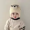 Sombrero Infantil de Perro Avión Otoño e Invierno Cálido Protección para Orejas Sombrero de Punto para Bebé Estilo Coreano Niños y Niñas Sombrero de Lana Pullover