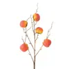 Sala de té estilo Zen 5 cabezas fruta de caqui flor de seda artificial flor artificial planta verde accesorio de fotografía arreglo floral decoración suave