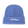 Gorro de Otoño e Invierno para Hombre y Mujer de Lana Tejida sin Pompón Bordado con Letra Gorro de Punto Cálido Moda Coreana Gorro de Moda