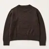 Camiseta Base Gruesa de Cachemira Otoño/Invierno 2026, Suéter de Lana de Punto de Cuello Redondo y Cuello Alto, Suéter de Cachemira con Hilo Estampado