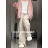 Pantalones Anchos Estilo Coreano Yamamoto para Mujer, Primavera, Otoño, Invierno, Forro Polar, Pierna Recta, Largo Hasta el Suelo, Petites, Pantalones Casuales Sueltos