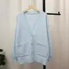 Cárdigan de Punto Gris Nueva Colección Primavera 2025 Estilo Coreano Holgado y Versátil Suave como la Cera Chaqueta Suéter para Mujer de Moda