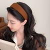 Diadema de lana de color liso con ala ancha para mujer, estilo coreano, con parte superior de cráneo alto, accesorio para el cabello, diadema a presión para lavado facial, tocado con sello para el cabello a juego.