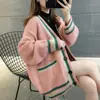 Nuevo abrigo suéter de punto casual holgado estilo coreano para otoño e invierno, cárdigan de punto versátil y moderno para mujer