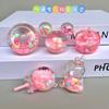 Lindo aceite rosa decoración de escritorio arenas movedizas botella accesorios acrílico llavero bolsa colgante pequeño regalo al por mayor