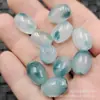 Azul Jadeite Otimizado Flor Flutuante Contas de Arroz com Furo Grande Passepartout Jade Contas Soltas Oval Lezi Acessórios de Joias Contas Artesanais