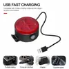 Kit de Luzes Dianteira e Traseira para Bicicleta Mountain Bike Carregamento USB 4 LEDs Luz Dianteira Luz Traseira de Advertência Acessórios de Ciclismo