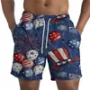 Populares Shorts de Secado Rápido para Hombres Jóvenes de Verano Pantalones de Playa con Estampado Digital 3D del Día de la Independencia Pantalones Casuales de Playa
